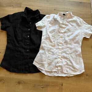 Black and white linen button